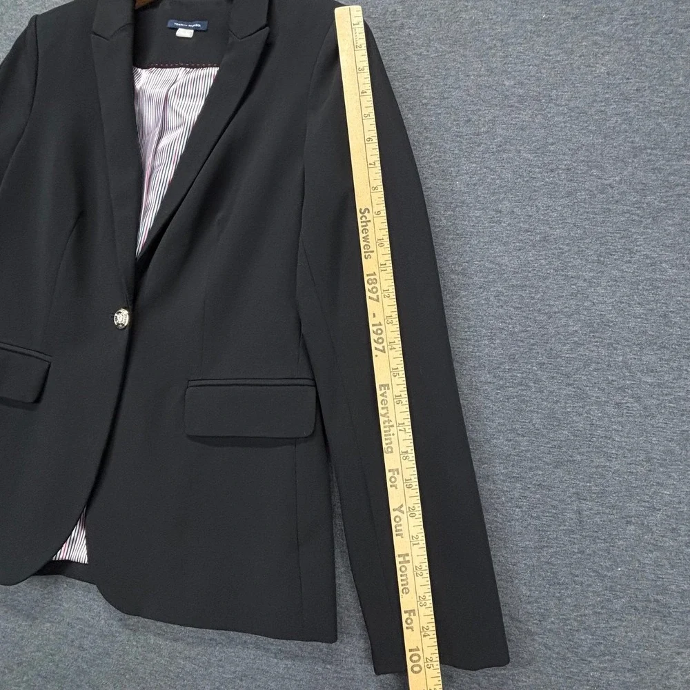 Tommy Hilfiger Blazer Womens 10 Black Single Button Gold Crest Buttons Tailored - Picture 9 of 16